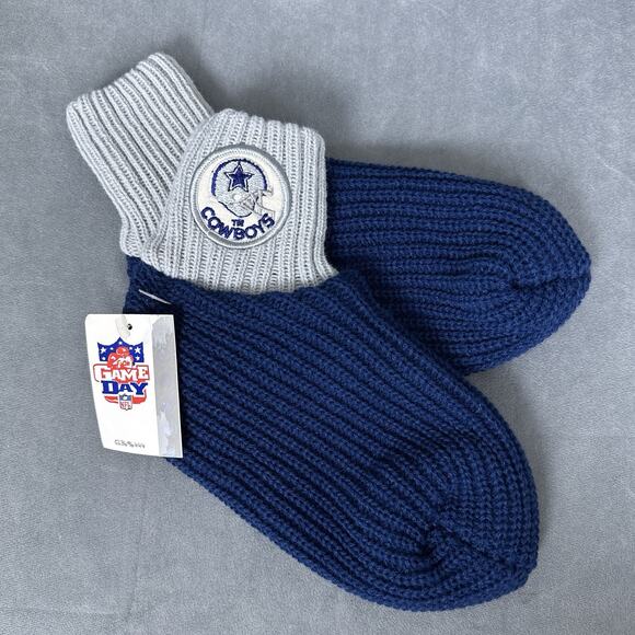 Vintage Game Day NFL Dallas Cowboys Slipper Sox Knit Booties New NOS Deadstock - Picture 1 of 7